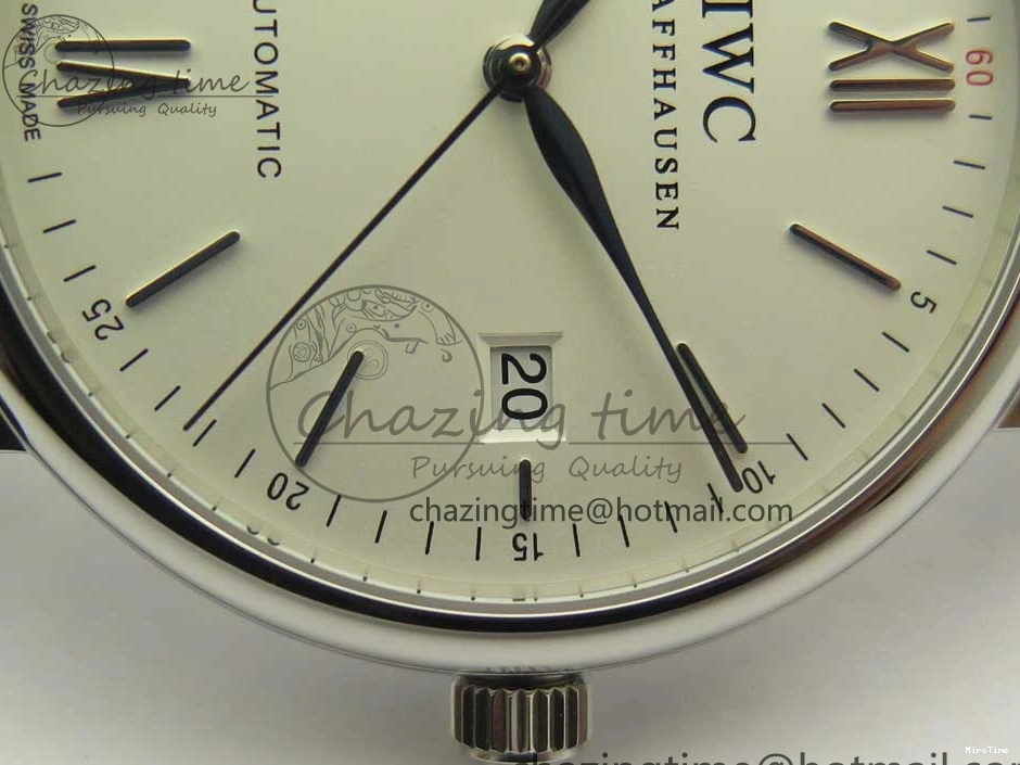 MIROTIME 0306 Supportive Portofino Automatic SS AF 1:1 Best Edition White Dial on Black Croco Leather Strap A 7184